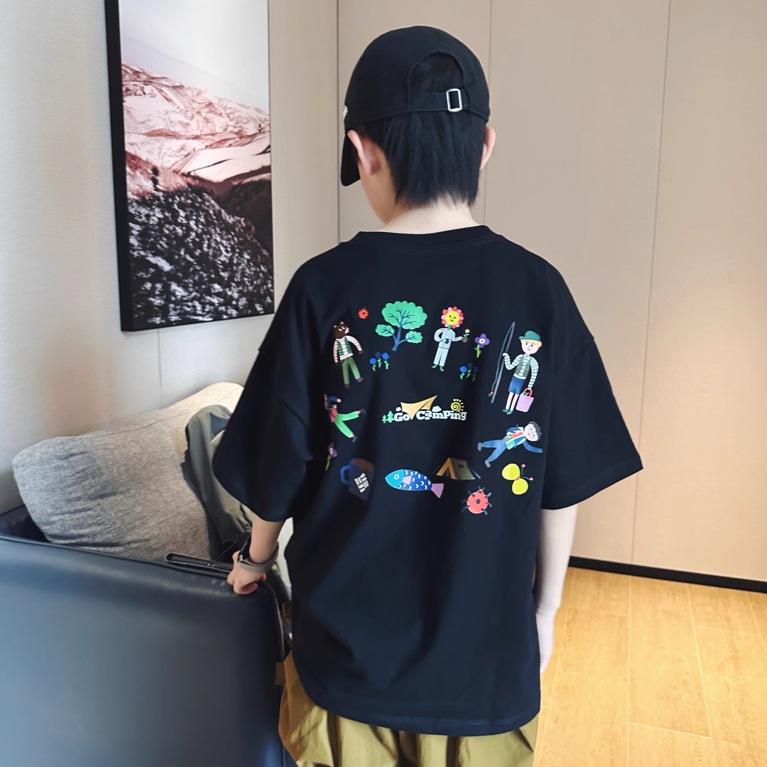 休闲百搭日系潮牌露营帐篷度假T