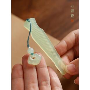 岫玉古琴书签 多功能书法玉石摆件 美观初学者毛笔礼品文房书法