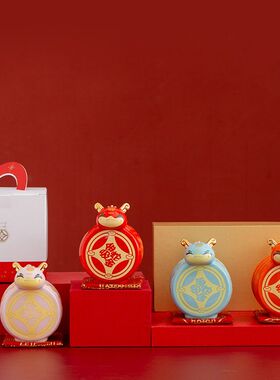 2025国潮生肖金蛇福禄陶瓷存钱罐蛇年吉祥物新年伴手礼装饰蛇摆件