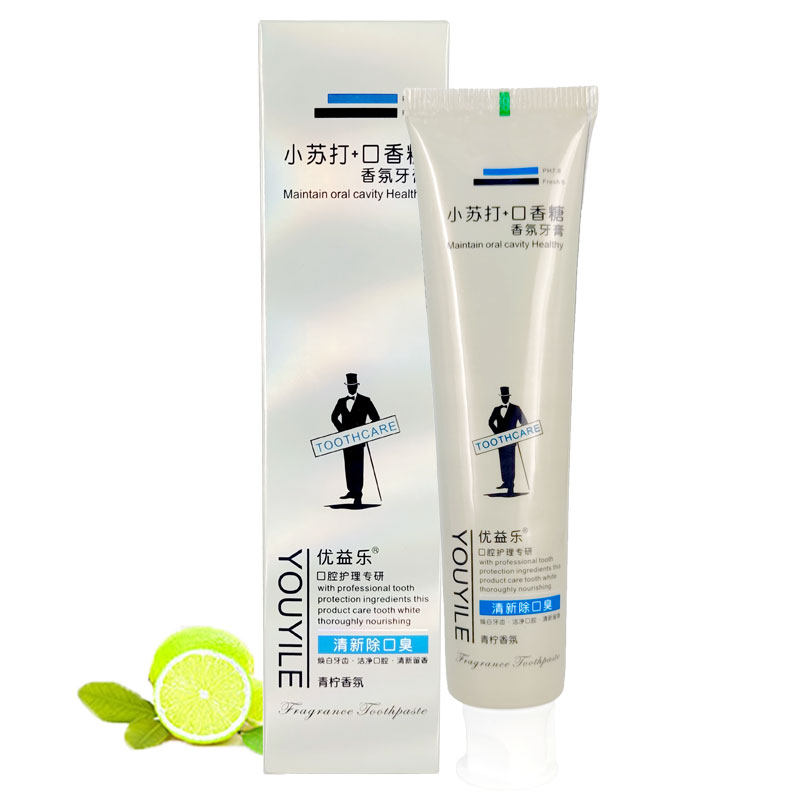 优益乐小苏打口香糖香氛牙膏青柠薄荷香氛180g清新除口臭牙膏通用