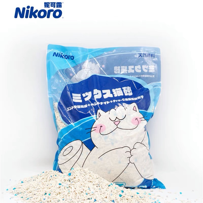 日本nikoro妮可露混合豆腐膨润土猫砂奶香除臭抗菌低粉尘6L可冲厕
