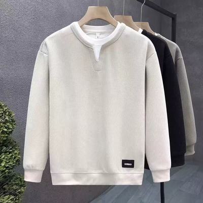 设计感假两件男士卫衣无帽长袖t恤春秋季潮牌休闲百搭男款上衣服