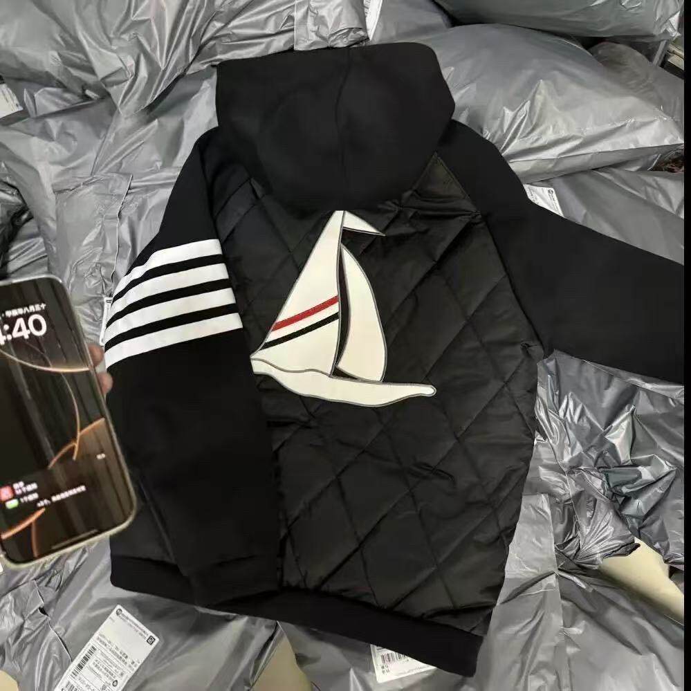 冬季棉服拼色帆船棉衣社会夹克薄款棉服情侣连帽棉服轻奢外套夹克