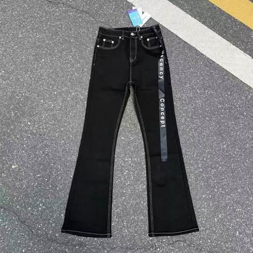 美式RO宽松黑色飘带微喇牛仔裤