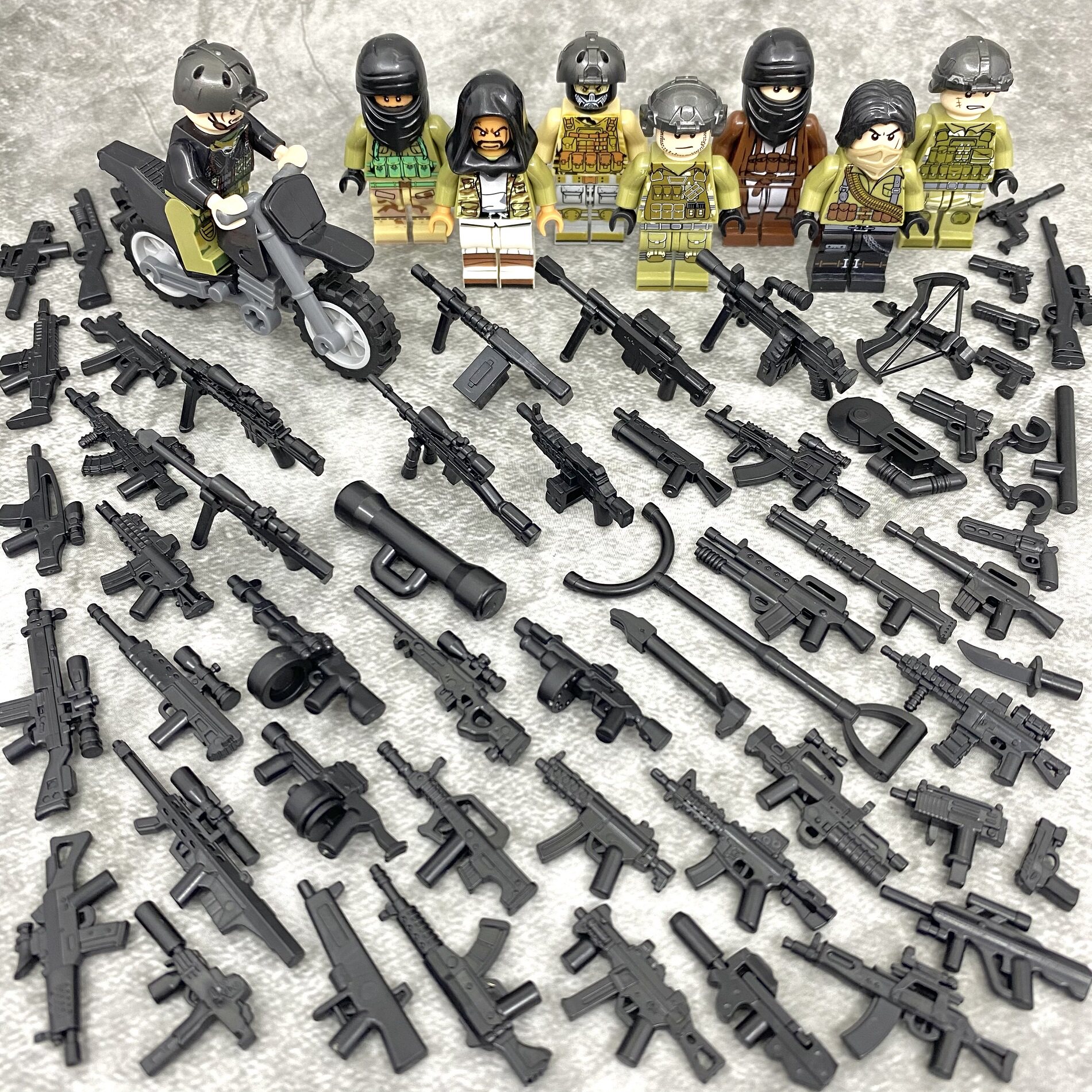 兼容乐高特种兵匪徒人仔特警军事小人武器装备枪积木男孩拼装玩具