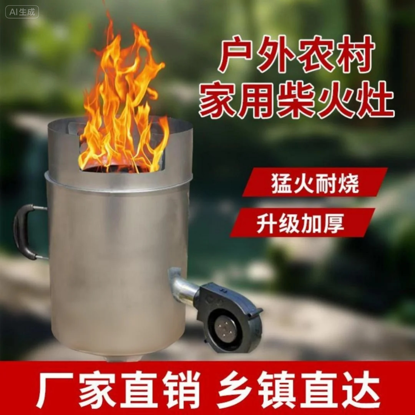 新款节能气化炉便携多用途无灰猛火无烟炒灶野炊便携式木柴小型