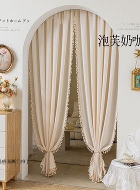 新款纱帘免打孔法式玫瑰花纱月光白镂空纱影飘窗门帘卧室纱帘隔断