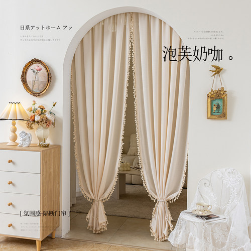 新款纱帘免打孔法式玫瑰花纱月光白镂空纱影飘窗门帘卧室纱帘隔断