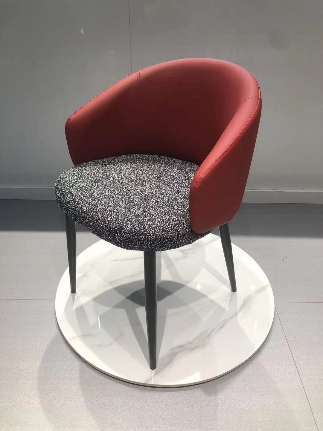 意式餐椅家用西皮高档餐厅整装带扶手现代简约椅子舒适软包布艺