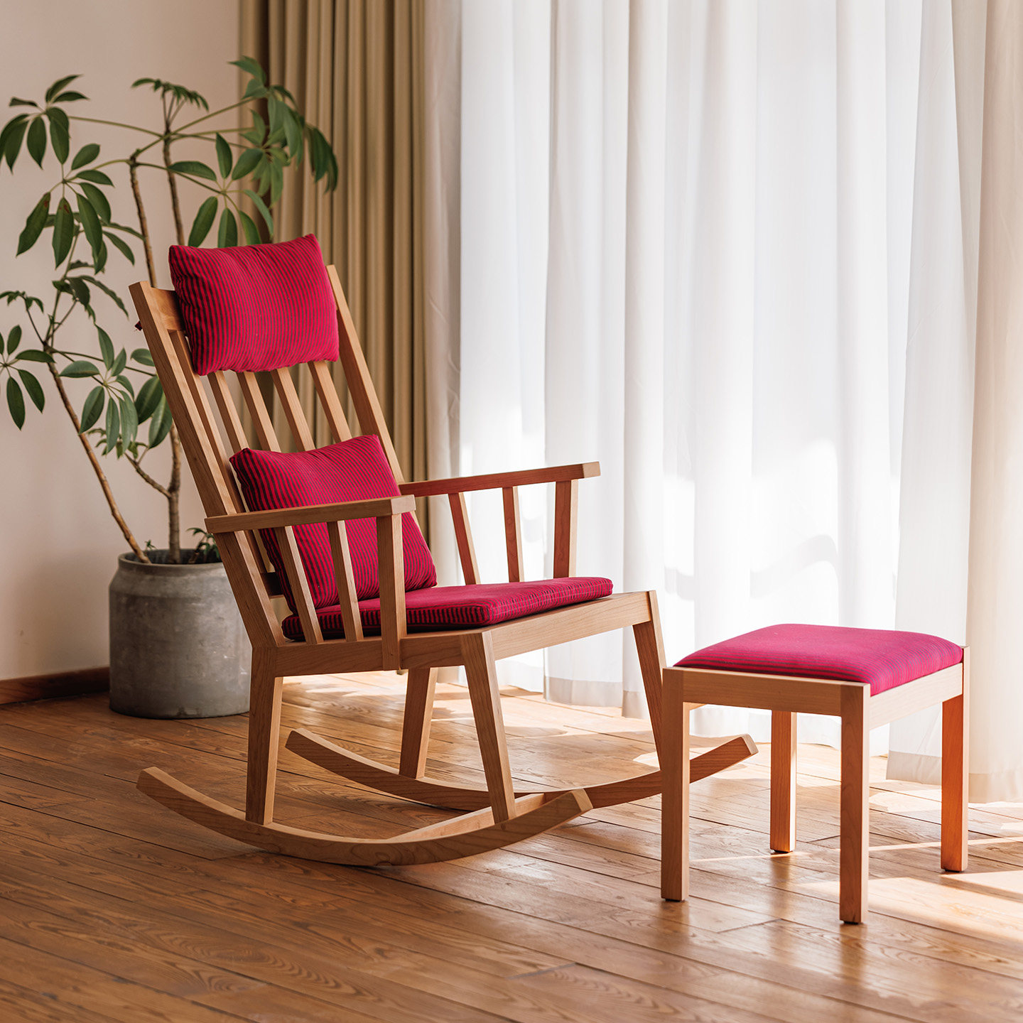 以山 悠然摇椅 樱桃木摇摇椅实木休闲椅原木躺椅单人沙发椅懒人椅