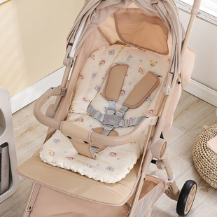 婴儿车垫宝宝小推车坐垫棉垫四季 通用加棉透气豆豆绒遛娃座椅车垫