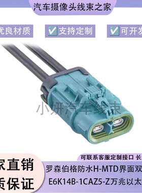 罗森伯格防水版H-MTD界面双腔母头E6K14B-1CAZ5-Z万兆以太网线束
