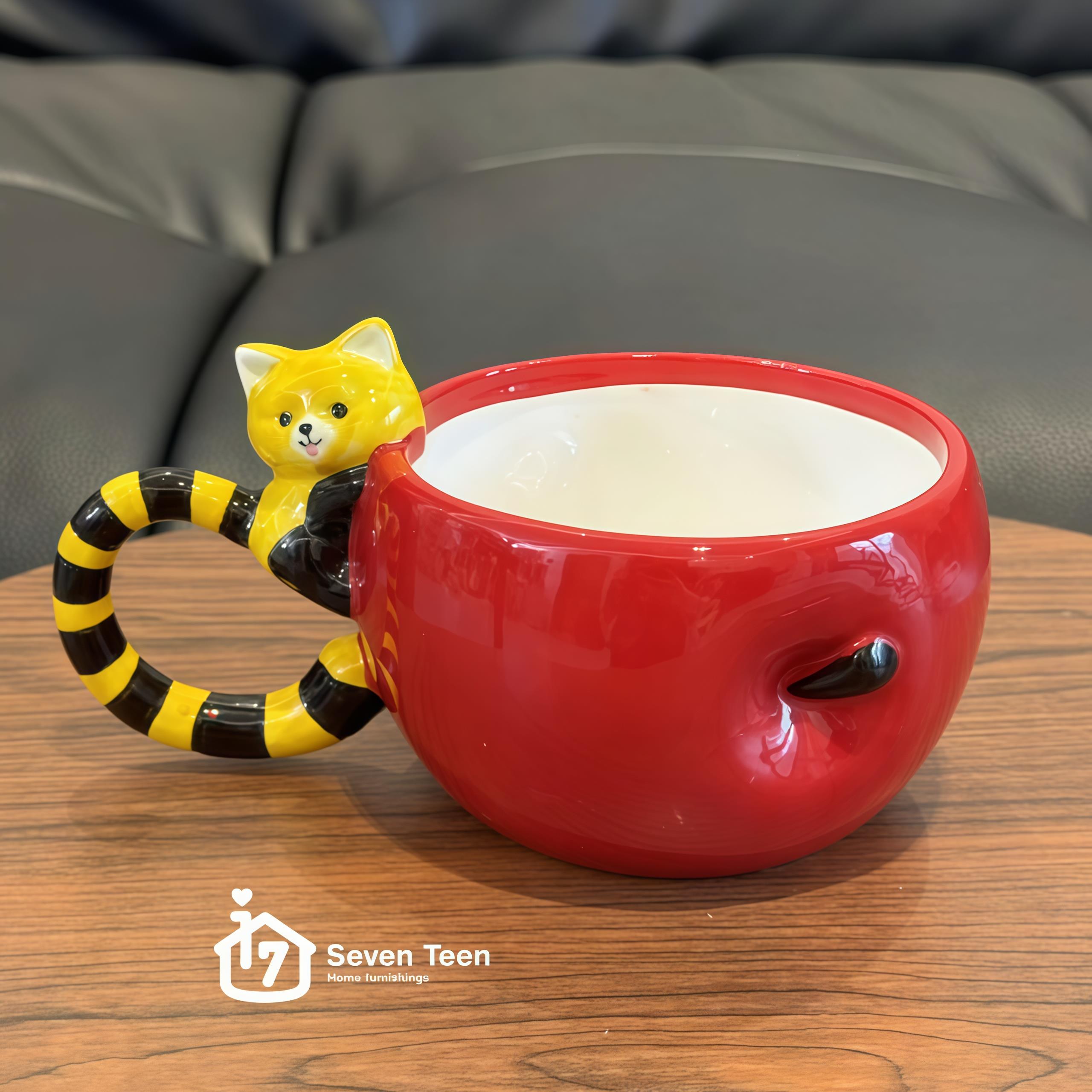 苹果小熊猫马克杯陶瓷杯