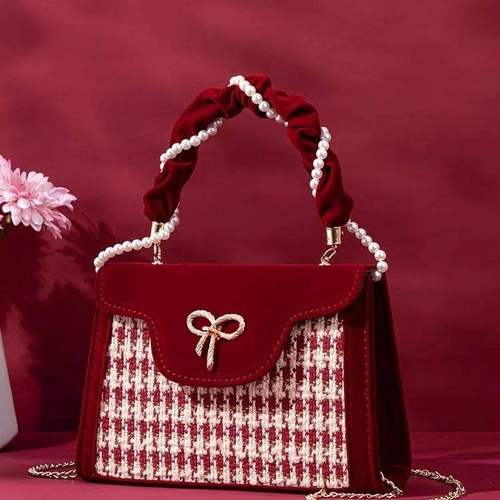 包高级新款丝绒复古红色2