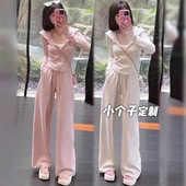 150小矮个子港风运动服套装 两件套 女春秋连帽拉链卫衣高腰阔腿裤