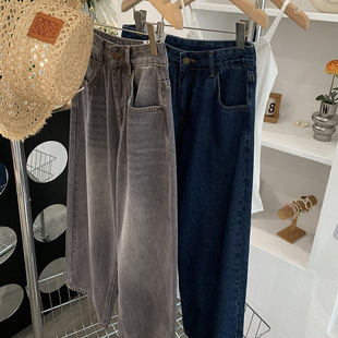 韩版 新款 时尚 阔腿牛仔裤 5895 欧玛莱 女高腰显瘦直筒长裤 2026春季