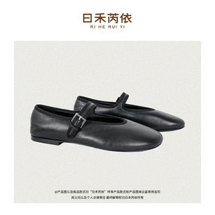 RH 【玛丽珍小羊皮】复古圆头一字扣玛丽珍鞋软底平底单鞋00125