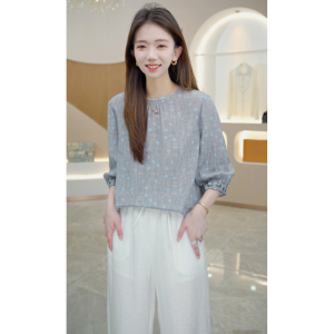 R H 高端真丝波点面料衬衫女2025年新款杭州大牌桑蚕丝七分袖上衣