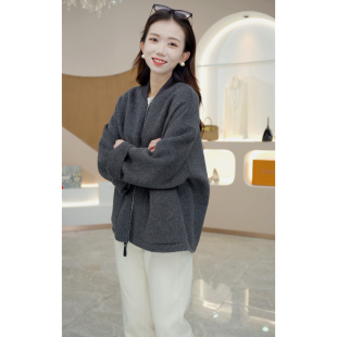 R H 【复古棒球服】绵羊毛双面通勤大衣复古小众外套23153
