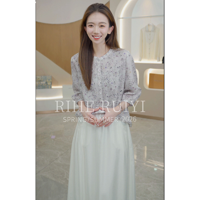 RH【素描】新款显瘦拼接小蕾丝肌理感横条绉桑蚕丝衬衫RH876