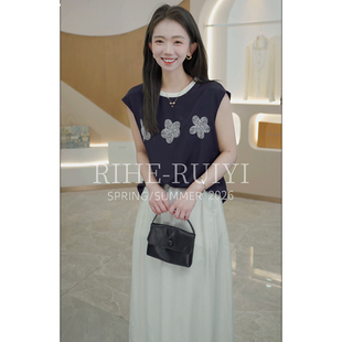 RH【重绉花序】RH1125新款显瘦重磅弹力重绉印花桑蚕丝短袖T恤