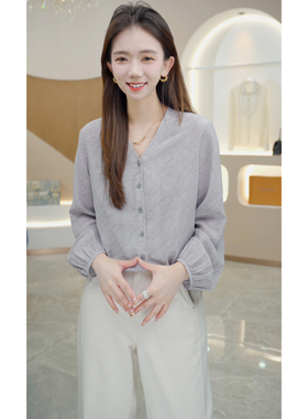 R H 【风影如春】 春夏新款气质显瘦休闲设计感桑蚕丝衬衫0576