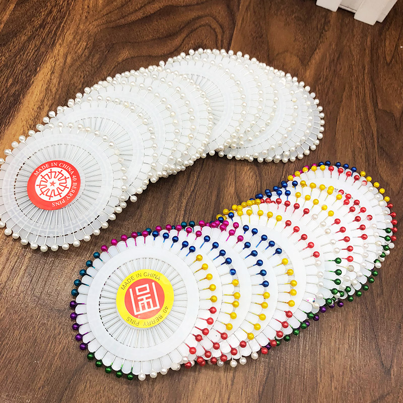 다채로운 구슬 바늘 위치 핀 38MM 플라스틱 진주 핀 DIY 의류 고정 핀 디스크 흰색 진주 빛 바늘