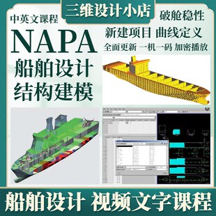 船舶设计NAPA软件总体设计建模出图培训中英文字视频课程