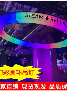 环形三面发光炫彩logo灯箱吊灯
