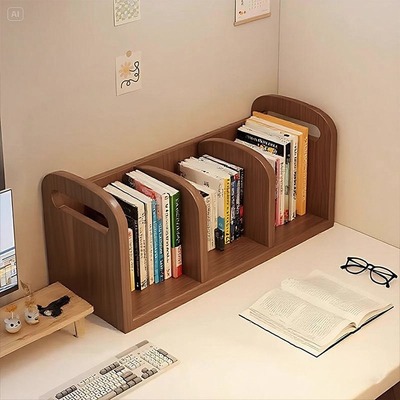 实木桌上书架桌面置物架书桌收纳架木质办公室工位学生书本整理