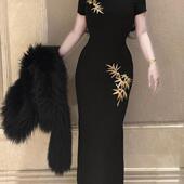 短袖 画报夫人 金竹 刺绣旗袍弹力西装 连衣裙 同款 自制新中式