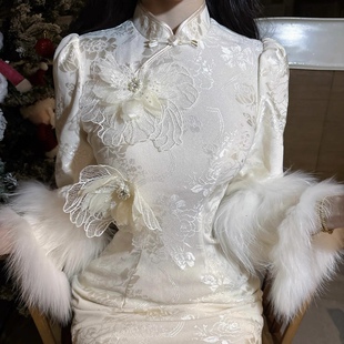 鹿禾自制温柔立体花仙气飘飘旗袍 神明少女花旗袍