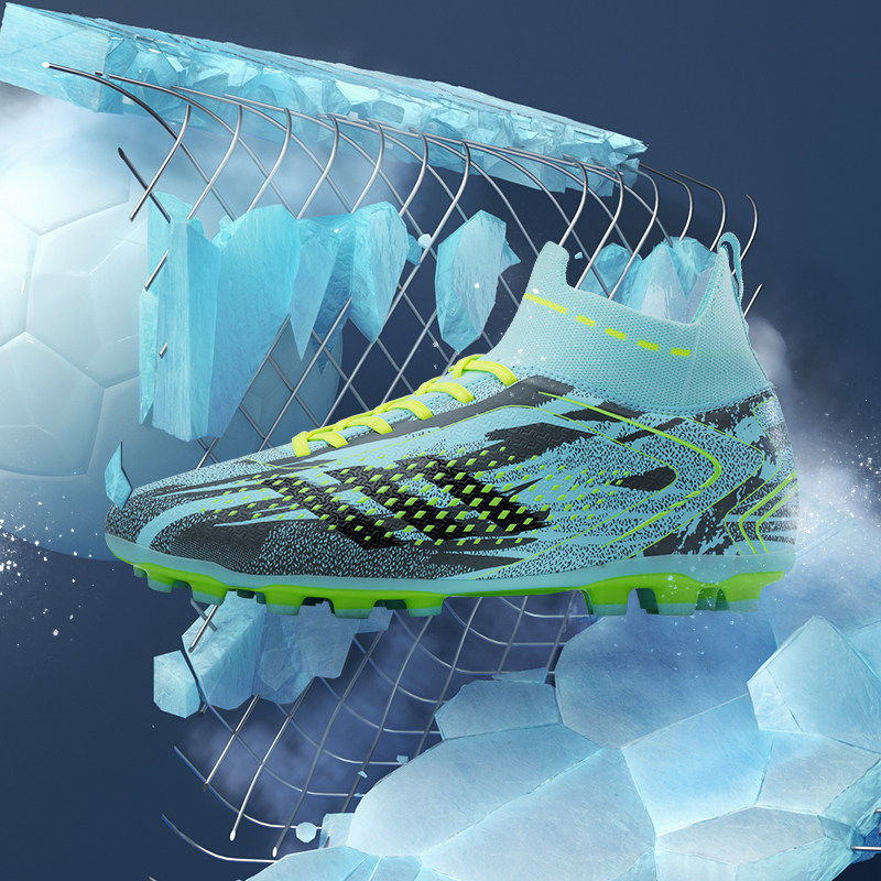 C罗刺客梅西足球鞋高帮中小学生长钉AG碎钉TF男童儿童透气训练鞋