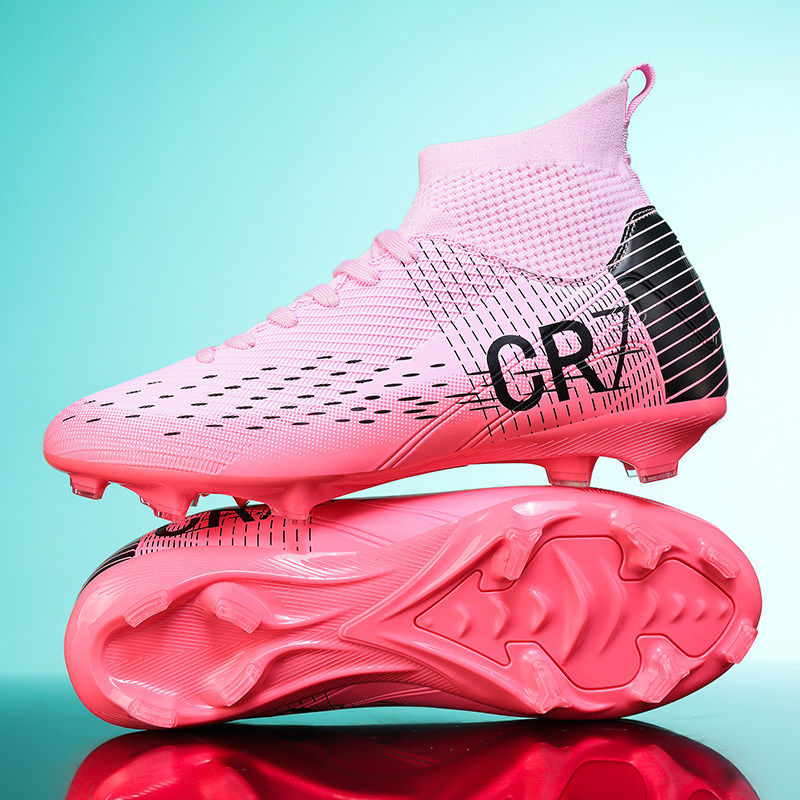 C罗新品CR7足球鞋成人男女长钉学生儿童碎钉青少年草地防滑训练鞋