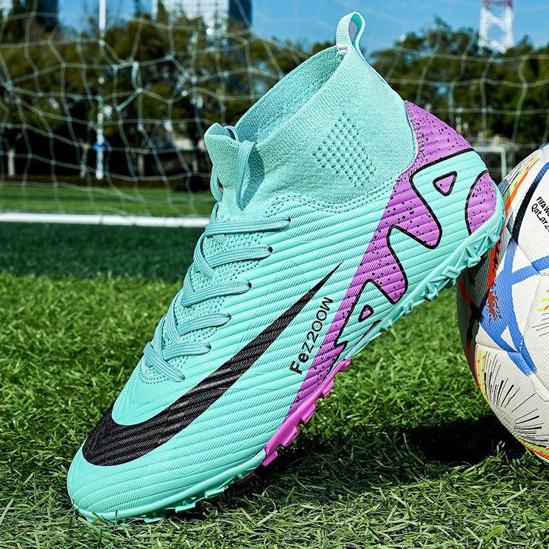 C罗刺客新款高帮足球鞋碎钉儿童男童女童成人长钉专业比赛训练鞋