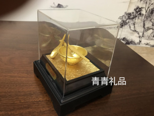 绒沙金金碗摆件家居饰品开业活动金碗托福保险生日小礼品定制