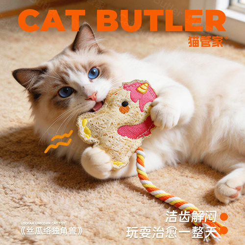 丝瓜络宠物猫咪玩具磨牙洁齿逗猫棒小猫咪耐磨耐咬自嗨解闷神器