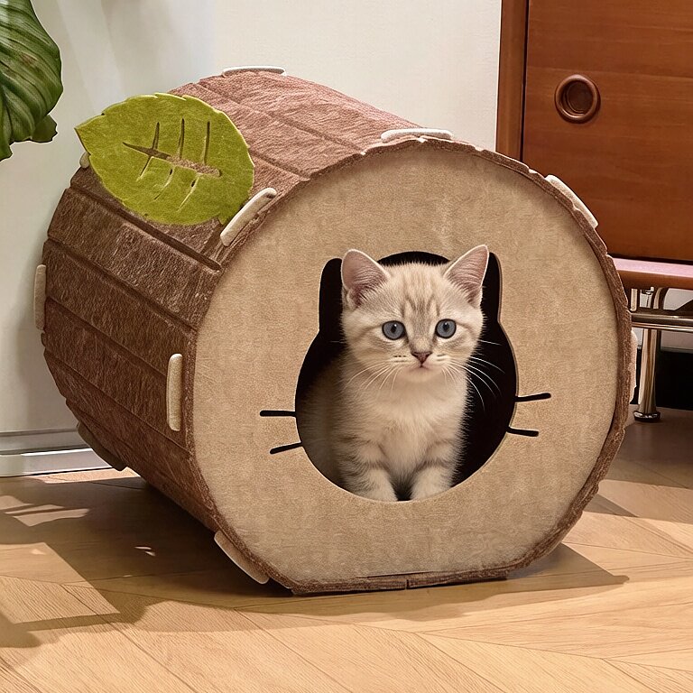 猫窝树洞猫别墅毛毡四季通用半封闭式猫窝猫窝抓板一体爬架保暖