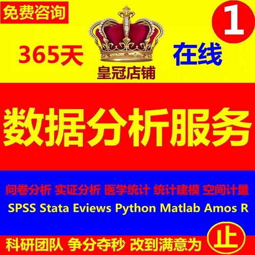 SPSS数学建模帮做eviews实证Stata问卷调查matlab接单R代码