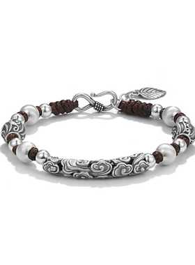 祥云纹999手链男款纯银转运珠手绳送男友情人节生日七夕礼物男生