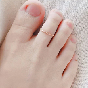 新品手工制作美国14k包金925纯银脚趾戒指开口脚趾戒指男女关节戒