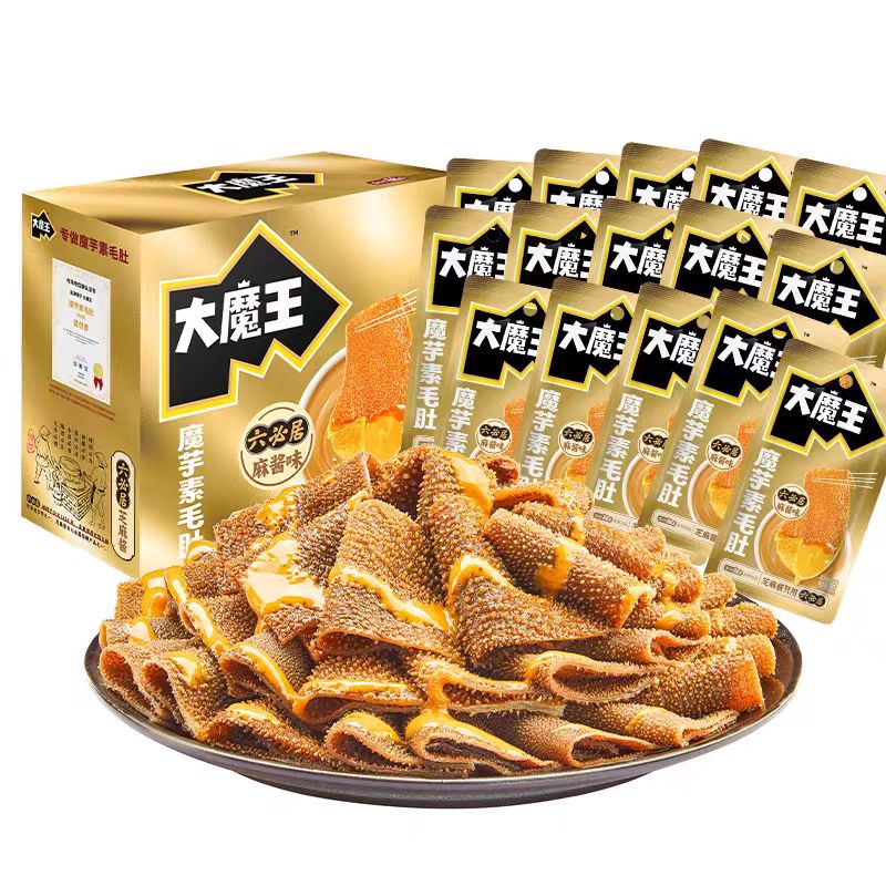 盐津铺子大魔王麻酱味魔芋六必居素毛肚爆肚魔芋丝小吃零食麻辣