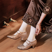 徐行记 复古酒杯跟春高跟鞋 逃离舞会 原创民国旗袍汉服搭配女鞋