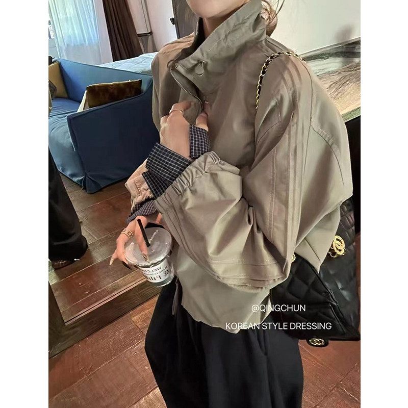 慵懒风立领短外套女款韩系春秋款