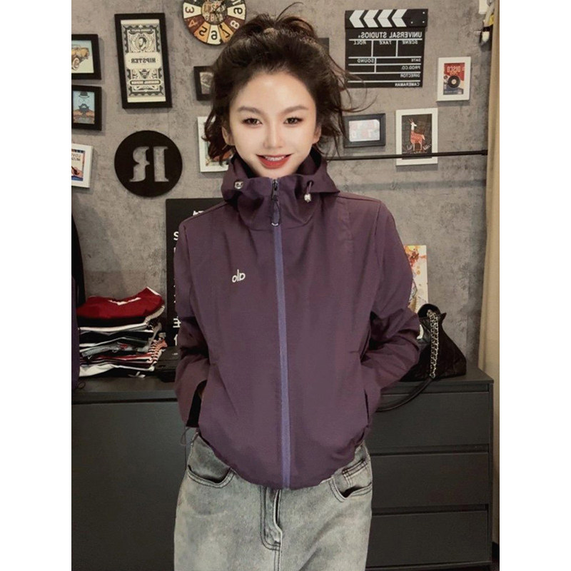 秋季韩版连帽防风宽松冲锋衣女
