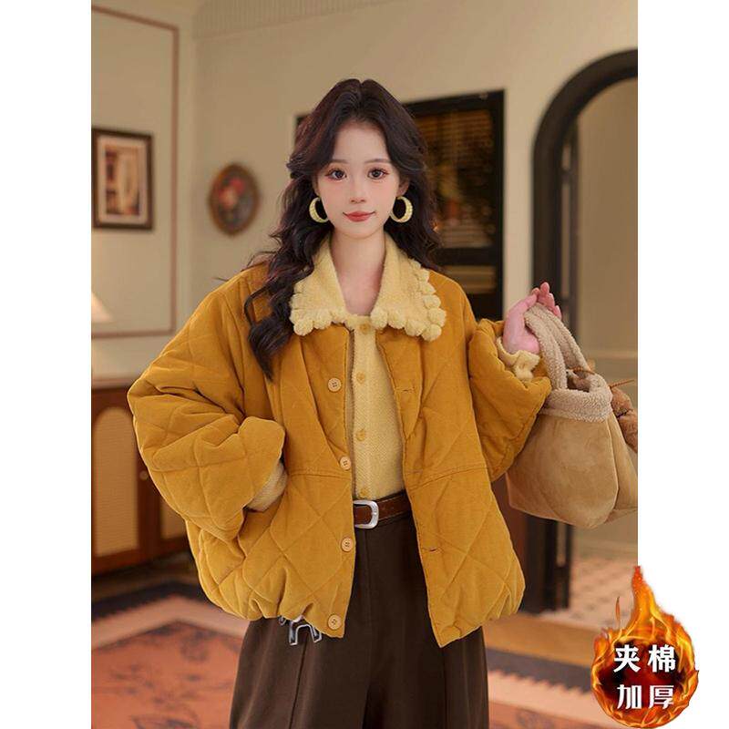 秋冬韩系显瘦保暖灯芯绒女棉服