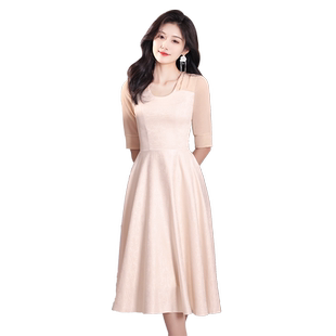 晚礼服宴会气质轻奢小众高端平时可穿卡其色小个子晚宴订婚连衣裙