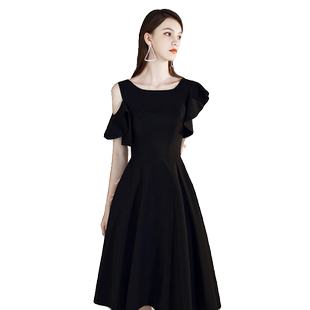 晚礼服气质高级感轻奢小众高端小个子赫本风年会黑色连衣裙成人礼