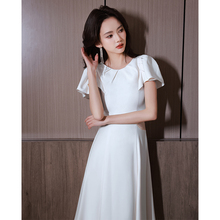 晚礼服女轻奢小众高端法式高级感赫本风主持人端庄大气白色连衣裙