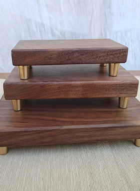 黑胡桃实木长方形铜脚底座